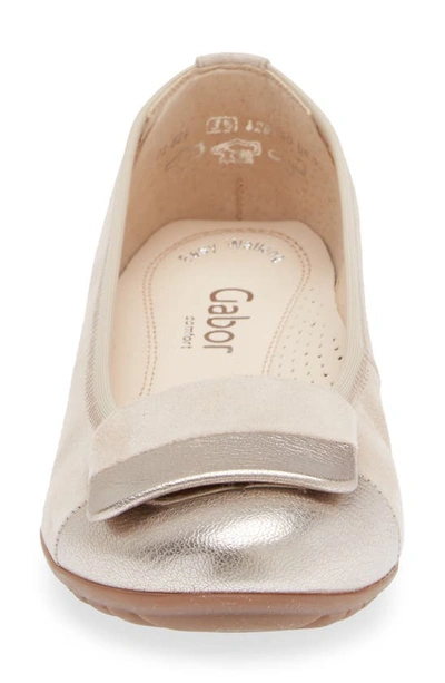 Gabor Metallic Ballet Flat In Beige