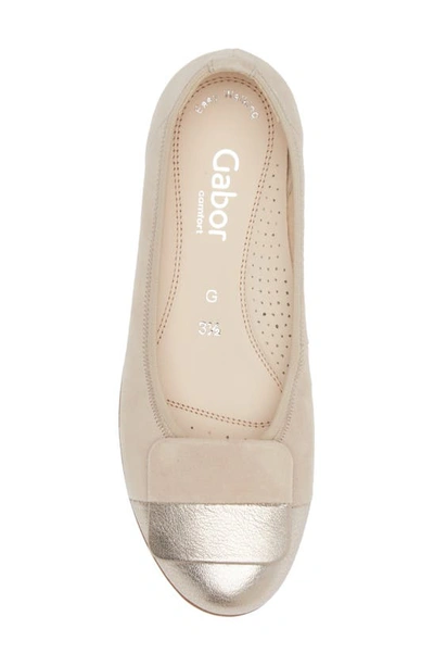 Gabor Metallic Ballet Flat In Beige