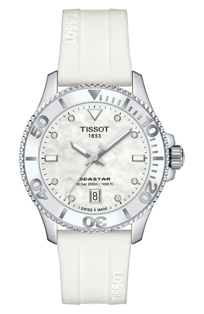 Shop Tissot Seastar 1000 Silicone Watch, 36mm In White