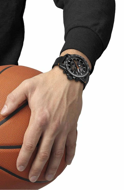 Tissot Men's Swiss Chronograph Supersport Black Leather Strap Watch 46mm In Black