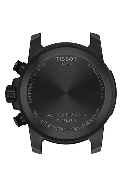 Tissot Men's Swiss Chronograph Supersport Black Leather Strap Watch 46mm In Black