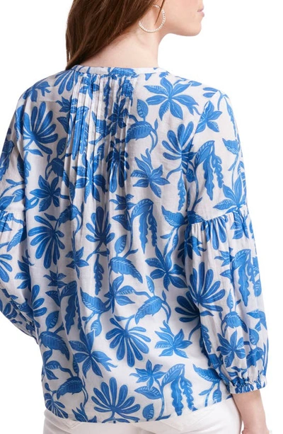 Vineyard Vines Dumore Floral Pintuck Popover Blouse In Cay Floral-hull Blue