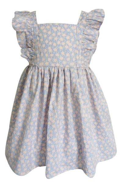 Shop Popatu Kids' Floral Cotton Pinafore Dress In Blue