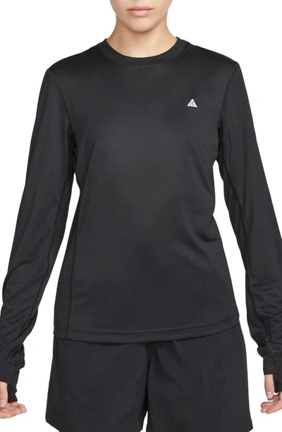Shop Nike All Conditions Gear Crewneck Running Top In Black/ Black/ Summit White