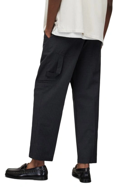 Shop Allsaints Cairo Pinstripe Wool Blend Trousers In Charcoal
