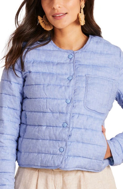 Vineyard Vines Lightweight Linen Puffer Jacket In Jake Blue