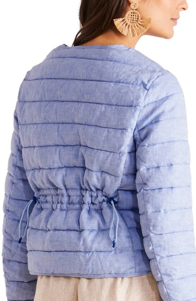 Vineyard Vines Lightweight Linen Puffer Jacket In Jake Blue