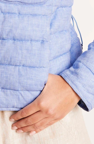 Vineyard Vines Lightweight Linen Puffer Jacket In Jake Blue