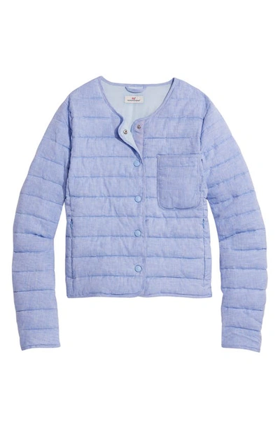 Vineyard Vines Lightweight Linen Puffer Jacket In Jake Blue