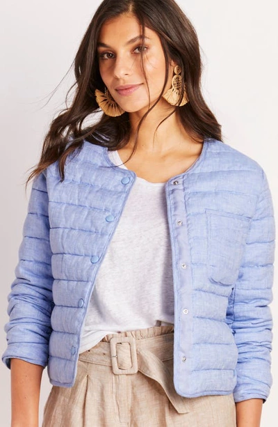 Vineyard Vines Lightweight Linen Puffer Jacket In Jake Blue