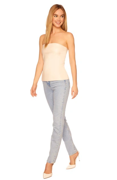 Shop Susana Monaco Faux Leather Tube Top In Blanched Almond