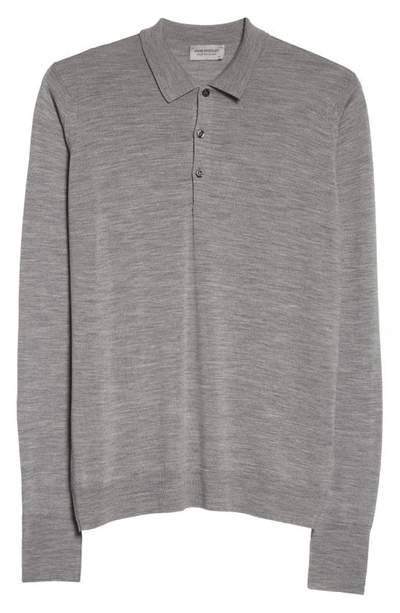 Shop John Smedley Cotswold Wool Polo Sweater In Silver