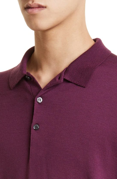 Shop John Smedley Cotswold Wool Polo Sweater In Pigment Purple