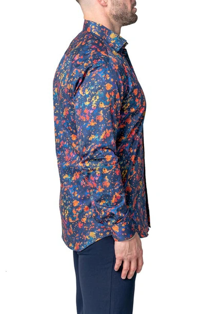 Shop Maceoo Fibonacci Splat Blue Contemporary Fit Button-up Shirt