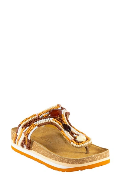 Shop Band Of The Free Orion Beaded Platform Sandal In Tan Combo