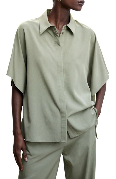 Mango Elbow Sleeve Shirt In Khaki | ModeSens