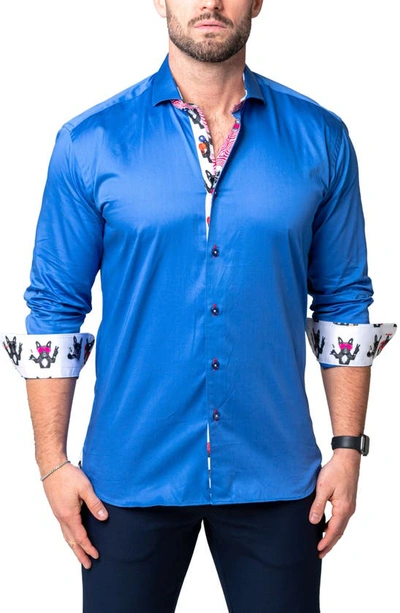 Shop Maceoo Einstein Simple Blue Button-up Shirt