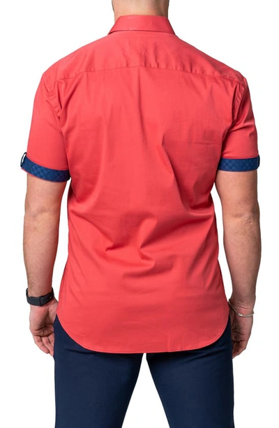 Shop Maceoo Galileo Sleek Orange Short Sleeve Contemporary Fit Button-up Shirt