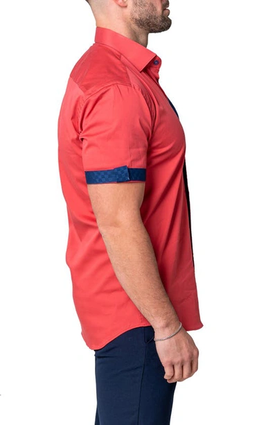 Shop Maceoo Galileo Sleek Orange Short Sleeve Contemporary Fit Button-up Shirt