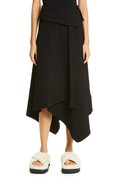 Shop A.l.c Mackenzie Asymmetric Hem Linen Blend Wrap Skirt In Black