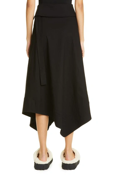 Shop A.l.c Mackenzie Asymmetric Hem Linen Blend Wrap Skirt In Black