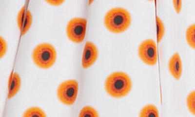 Shop Alexander Mcqueen Iris Print Asymmetric Hem Cotton Poplin Sundress In 7049 Sunset Orange