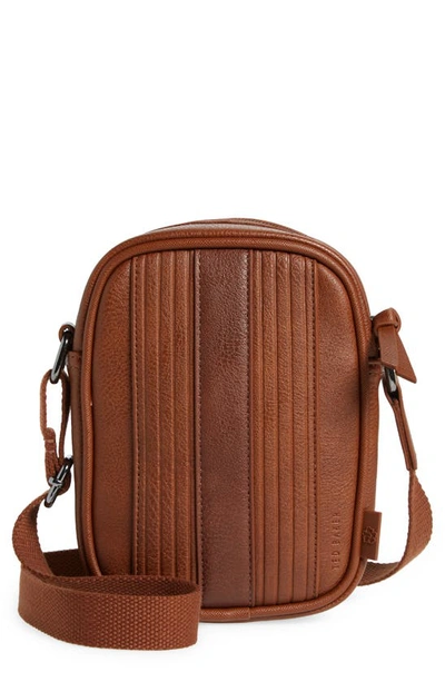 Shop Ted Baker Ever Striped Flight Bag In Tan