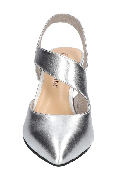 Shop Bella Vita Arabella Slingback Pointed Toe Pump In Silver Leather
