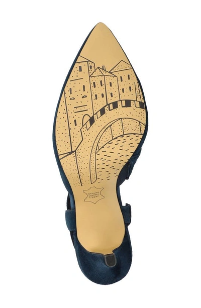 Shop Bella Vita Arabella Slingback Pointed Toe Pump In Navy Suede Leather