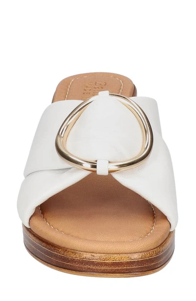 Shop Bella Vita Buckle Slide Sandal In White Leather