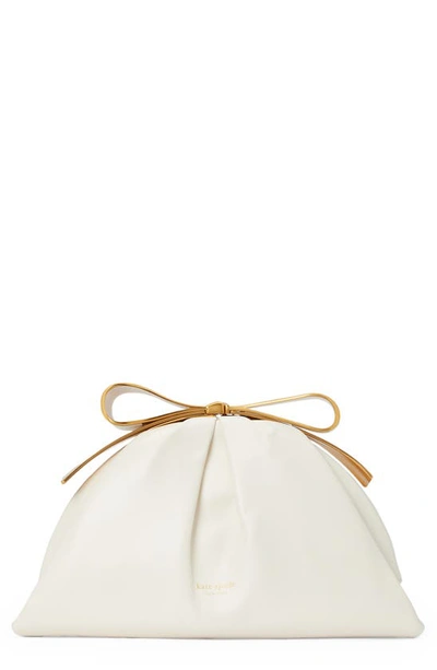 Shop Kate Spade Smooth Leather Clutch In Cream