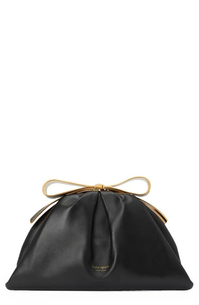 Shop Kate Spade Smooth Leather Clutch In Black