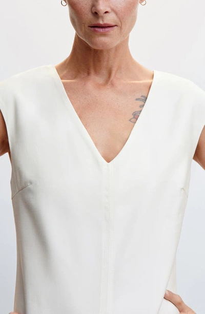 Shop Mango V-neck Shift Dress In Off White