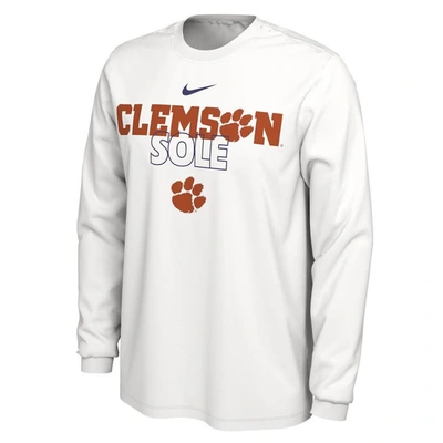 Shop Nike White Clemson Tigers 2023 On Court Bench Long Sleeve T-shirt