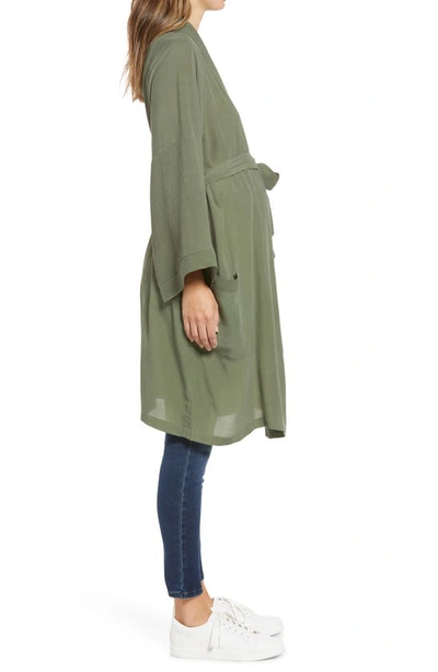 Emilia George Maternity Robe & Face Mask Set In Olive Green