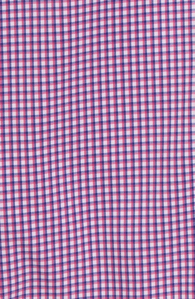 Shop Andrew Marc Kids' Skinny Fit Windowpane Check Stretch Button-up Shirt In Fuschia/ White