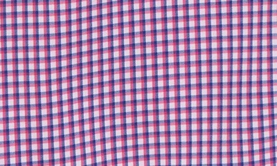Shop Andrew Marc Kids' Skinny Fit Windowpane Check Stretch Button-up Shirt In Fuschia/ White