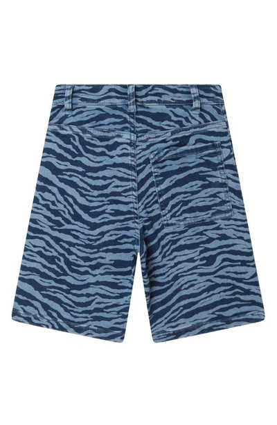 Shop Kenzo Kids' Tiger Stripe Denim Bermuda Shorts In Slate Blue