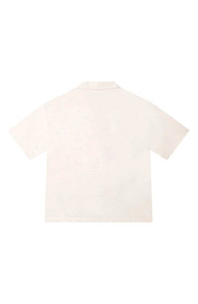 Shop Kenzo Kids' Tropical Print Short Sleeve Cotton Button-up Shirt In Sand