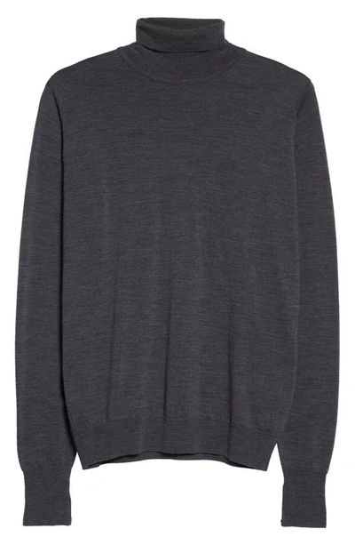 Shop John Smedley Richard Turtleneck Merino Wool Sweater In Charcoal