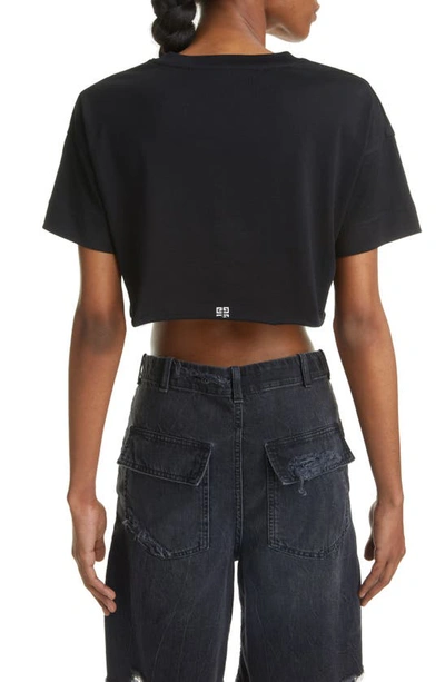 Shop Givenchy Logo Crop Graphic Tee In 001-black