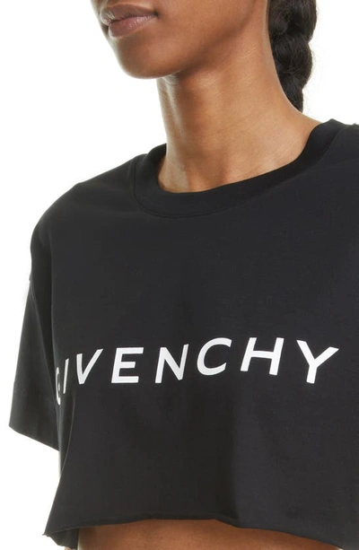 Shop Givenchy Logo Crop Graphic Tee In 001-black