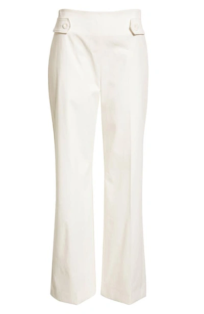 Max Mara Albore Stretch Cotton Crop Flare Trousers In White