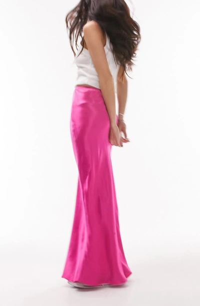 Shop Topshop Bias Cut Satin Maxi Skirt In Pink