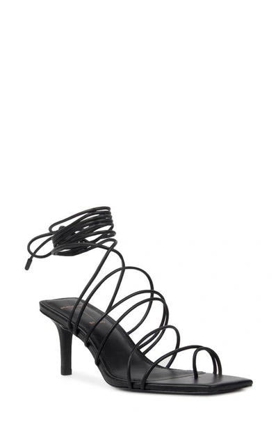 Black Suede Studio Navi Strappy Ankle-wrap Sandals In Black Buffed Nappa