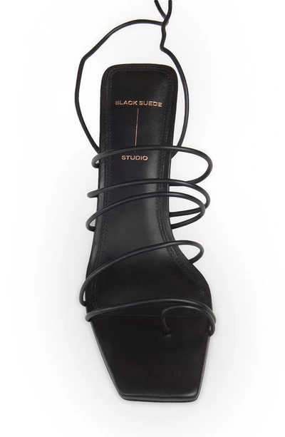 Black Suede Studio Navi Strappy Ankle-wrap Sandals In Black Buffed Nappa