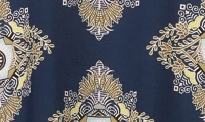 Shop Etro Aline Tile Print Long Sleeve Dress In Navy