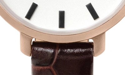 Shop Breda Beverly Croc Embossed Leather Strap Watch, 25mm In Rose Gold/ Espresso