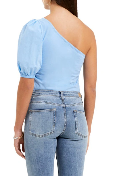 Shop French Connection Rosanna One-shoulder Cotton Top In 41-placid Blue