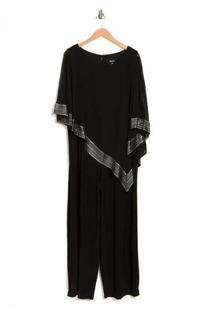 Shop Sl Fashions Foil Trim Asymmetric Popover Jumpsuit In Black